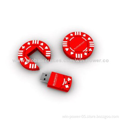 Round USB Flash Drives, Made of PVC/Rubber with Capacity of 64MB to 64GB